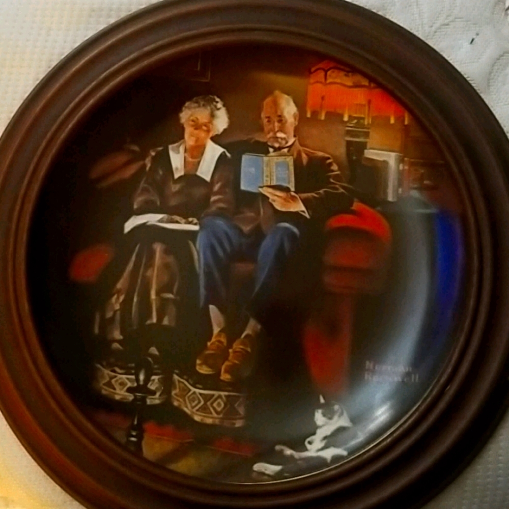 Norman Rockwell plate with frame